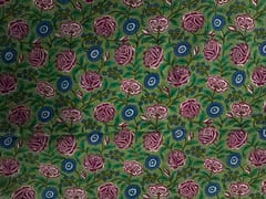 Green Floral Cotton Cambric Rapid Fabric
