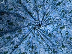 Light Blue Floral Cotton Cambric Rapid Fabric