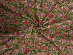 Beige Floral Cotton Cambric Rapid Fabric