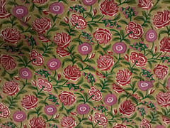 Beige Floral Cotton Cambric Rapid Fabric