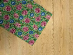 Green Floral Cotton Cambric Rapid Fabric