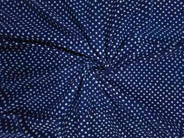 Indigo Dots Cotton Cambric Fabric