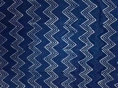Indigo Chevron Cotton Cambric Fabric