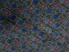 Sky Blue Floral cotton Cambric Rapid Fabric