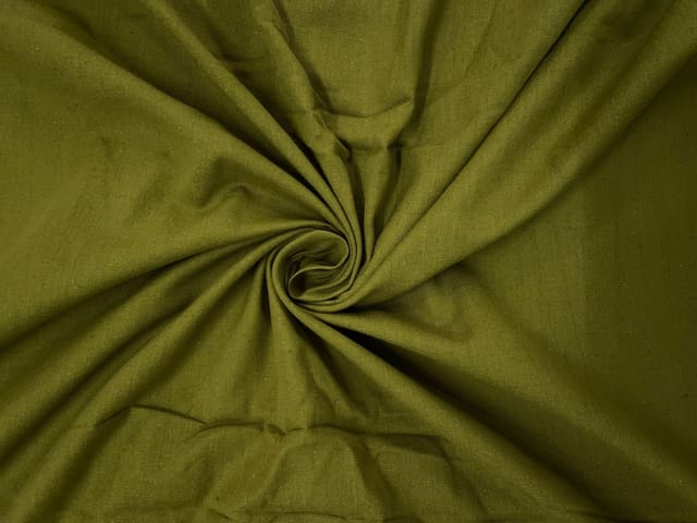Olive Green Plain Dyed Cotton Flex Fabric