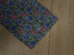Sky Blue Floral cotton Cambric Rapid Fabric