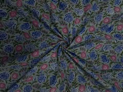 Sky Blue Floral cotton Cambric Rapid Fabric