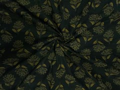 Bottle Green Floral Cotton Cambric Fabric
