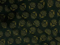 Bottle Green Floral Cotton Cambric Fabric