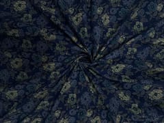 Blue Floral Cotton Cambric Fabric