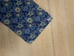 Blue Floral Cotton Cambric Fabric