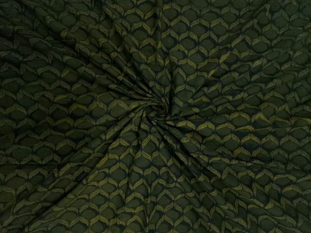 Bottle Green Floral Cotton Cambric Fabric