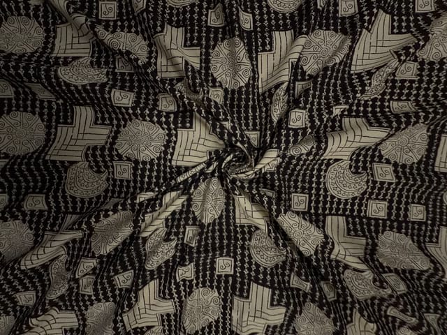 Black Geometric Cotton Cambric Fabric