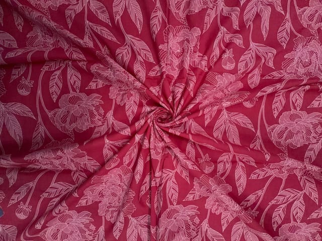 Pink Floral Cotton Cambric Fabric