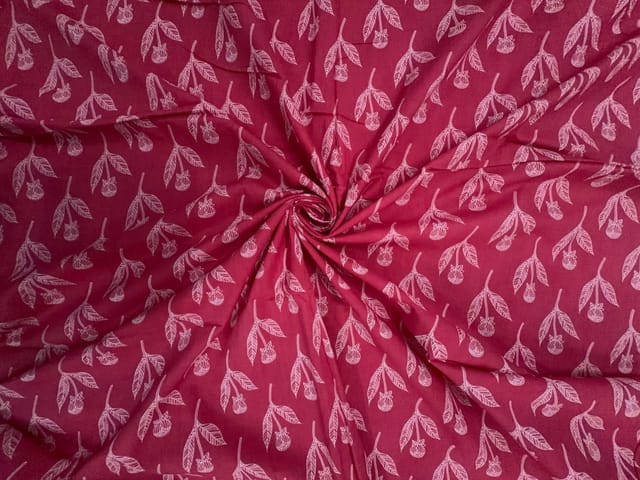 Pink Floral Cotton Cambric Fabric