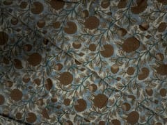 Sky Blue Brown Cotton Cambric Fabric
