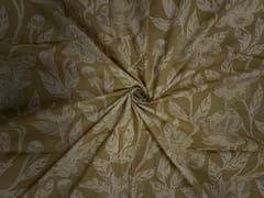 Beige Floral Cotton Cambric Fabric