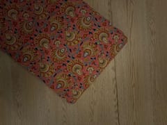 Peach Floral Cotton Cambric Fabric