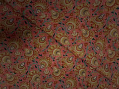 Peach Floral Cotton Cambric Fabric