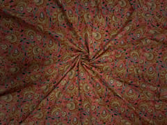Peach Floral Cotton Cambric Fabric