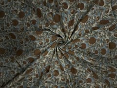 Sky Blue Brown Cotton Cambric Fabric