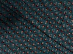 Dark Rama Green Floral Cotton Cambric Fabric