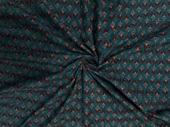 Dark Rama Green Floral Cotton Cambric Fabric