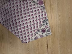 White & Purple Floral Cotton Cambric Fabric