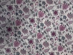 White & Purple Floral Cotton Cambric Fabric