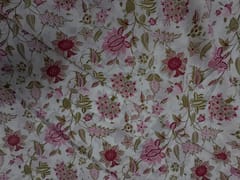 White & Pink Floral Cotton Cambric Fabric