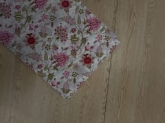 White & Pink Floral Cotton Cambric Fabric