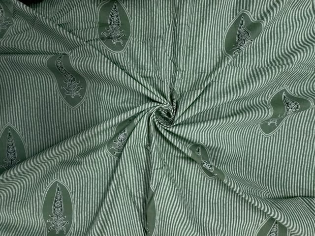 Sea Green Floral Cotton Cambric Fabric