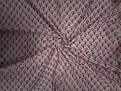 White & Pink Floral Cotton Cambric Fabric