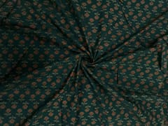 Dark Teal Blue Floral Cotton Cambric Fabric