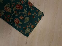 Dark Teal Blue Floral Cotton Cambric Fabric