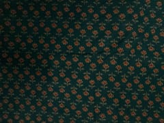 Dark Teal Blue Floral Cotton Cambric Fabric