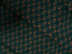 Dark Teal Blue Floral Cotton Cambric Fabric