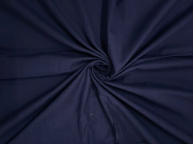 Navy Blue Plain Dyed Cotton Flex Fabric