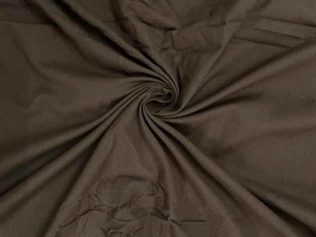 Dark Brown Plain Dyed Cotton Flex Fabric