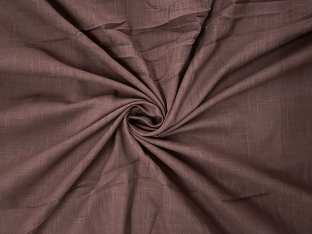 Brown Plain Dyed Cotton Slub Fabric