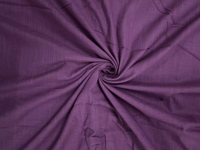 Dark Lilac Plain Dyed Cotton Slub Fabric