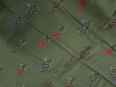 Sage Green Floral Cotton Slub Fabric