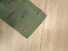 Sage Green Floral Cotton Slub Fabric