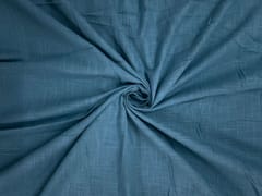 Light Teal Blue Plain Dyed Cotton Slub Fabric