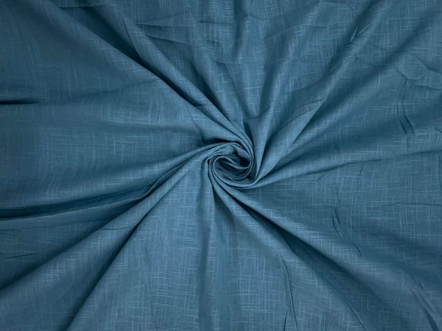 Light Teal Blue Plain Dyed Cotton Slub Fabric