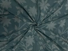 Light Teal Blue Floral Cotton Slub Fabric
