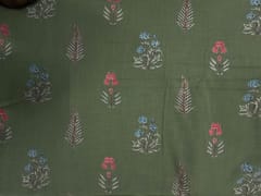 Sage Green Floral Cotton Slub Fabric