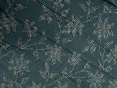 Light Teal Blue Floral Cotton Slub Fabric