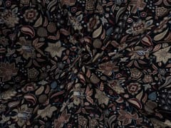 Black Red Floral Cotton Slub Fabric