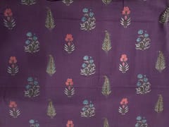 Dark Lilac Floral Cotton Slub Fabric